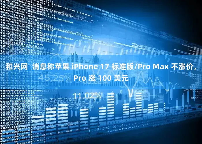 和兴网  消息称苹果 iPhone 17 标准版/Pro Max 不涨价，Pro 涨 100 美元