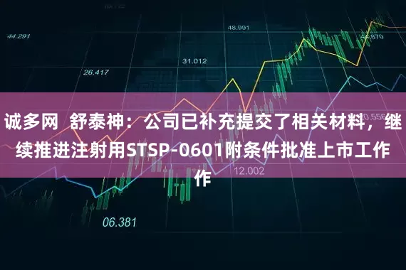 诚多网  舒泰神：公司已补充提交了相关材料，继续推进注射用STSP-0601附条件批准上市工作